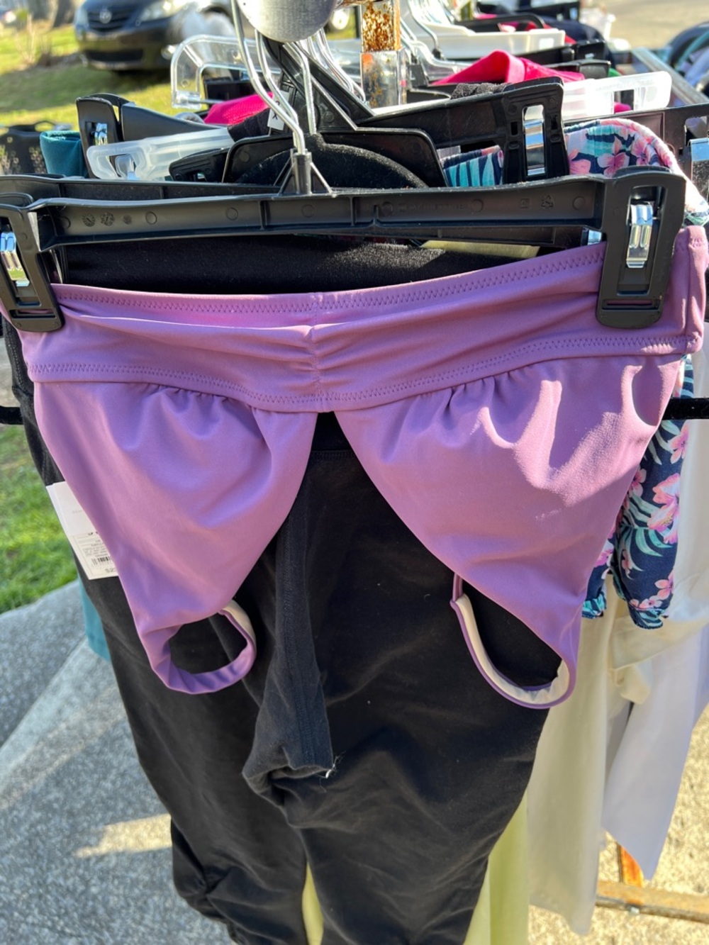 Shade & Shore Lavender and Cream Reversible Bikini Bottom